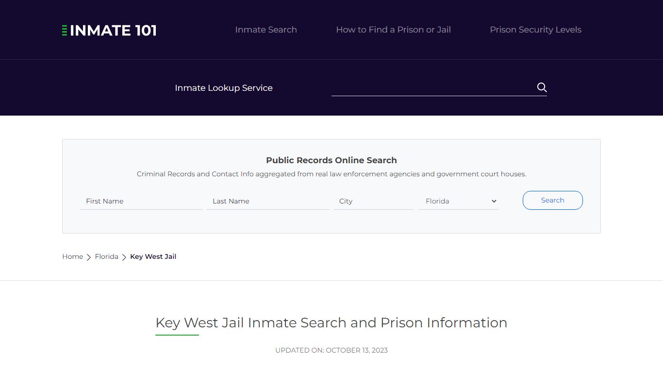 Key West Jail Inmate Search and Prison Information